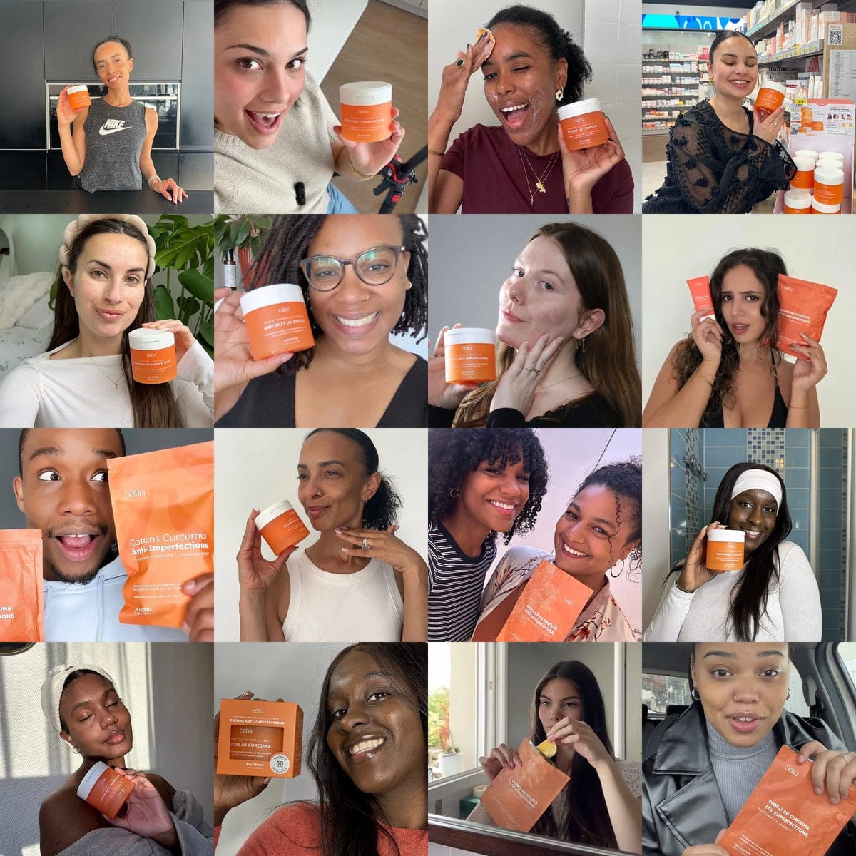 Mosaïque de clientes Sefia avec leurs produits